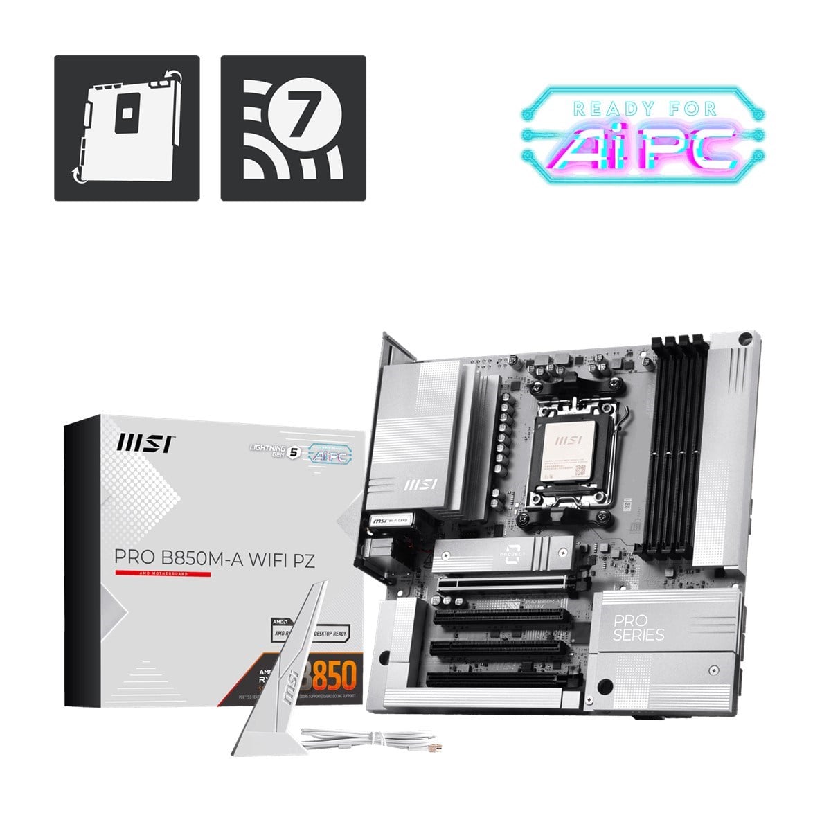 MSI PRO B850M-A WIFI7 PZ DDR5 HDMI-DP TYPEC PCIE 5.0 AM5 mATX BEYAZ