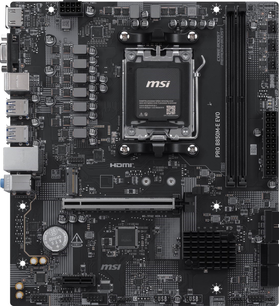MSI PRO B850M-E EVO DDR5 HDMI-DP PCIE 5.0 AM5 mATX