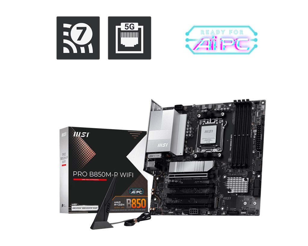 MSI PRO B850M-P WIFI DDR5 HDMI-DP PCIE 5.0 AM5 MATX