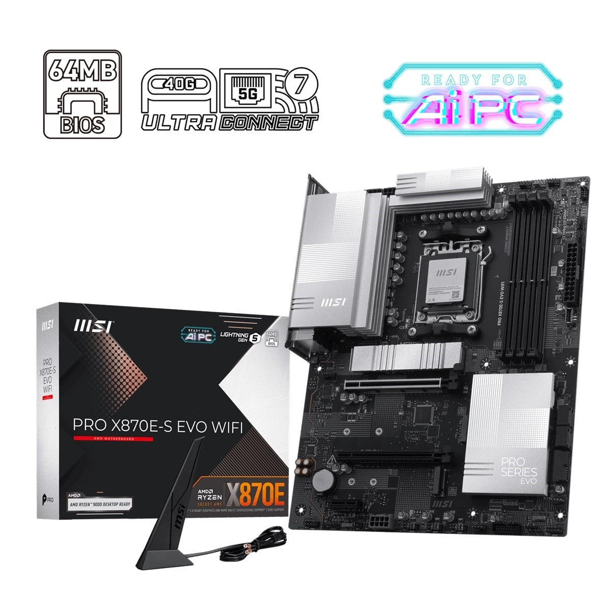 MSI PRO X870E-S EVO WIFI7 DDR5 HDMI-DP TYPEC PCIE 5.0 AM5 ATX