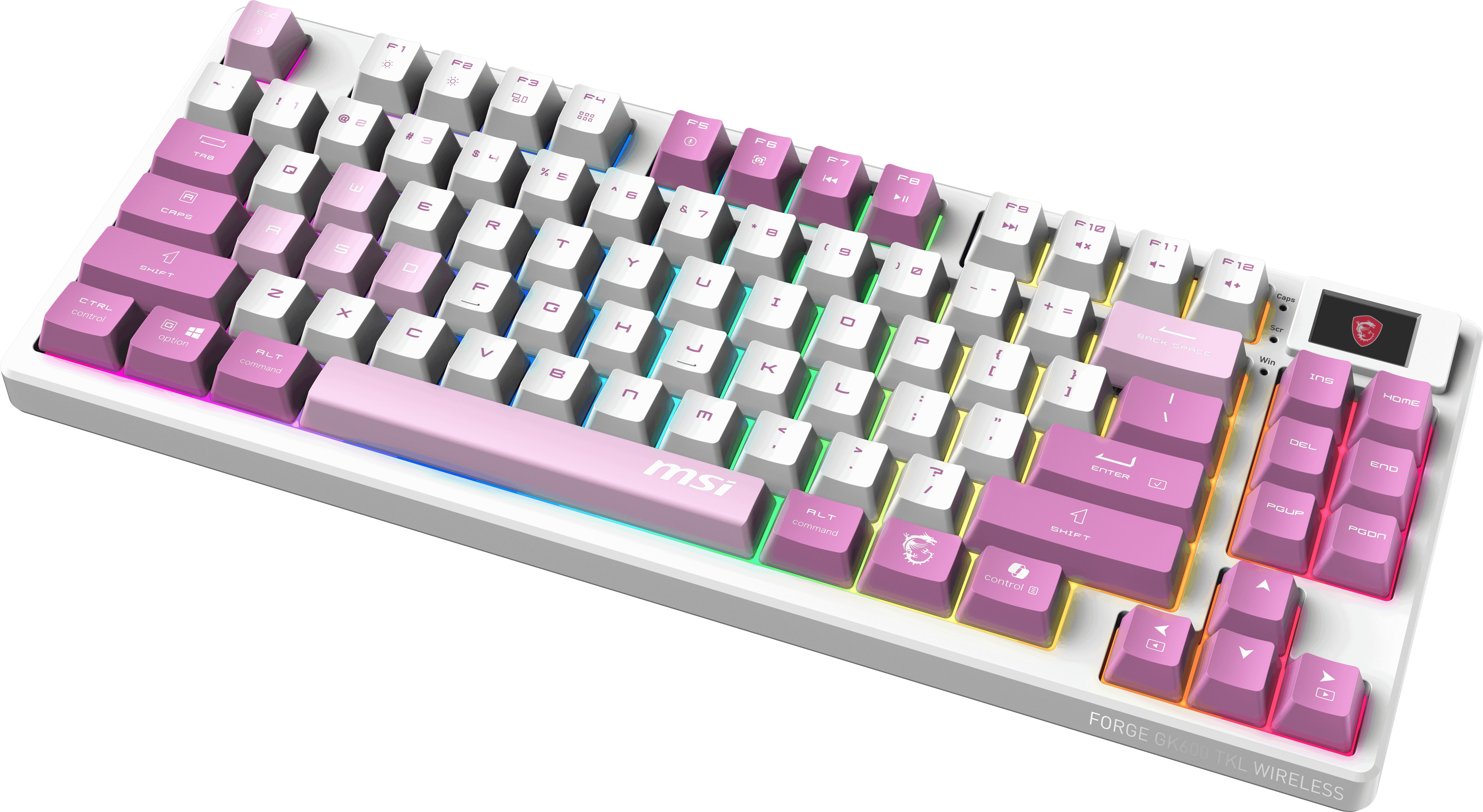 MSI Q TR GG Forge GK600 TKL Violet Switch Mekanik Beyaz/Mor Oyuncu Klavyesi