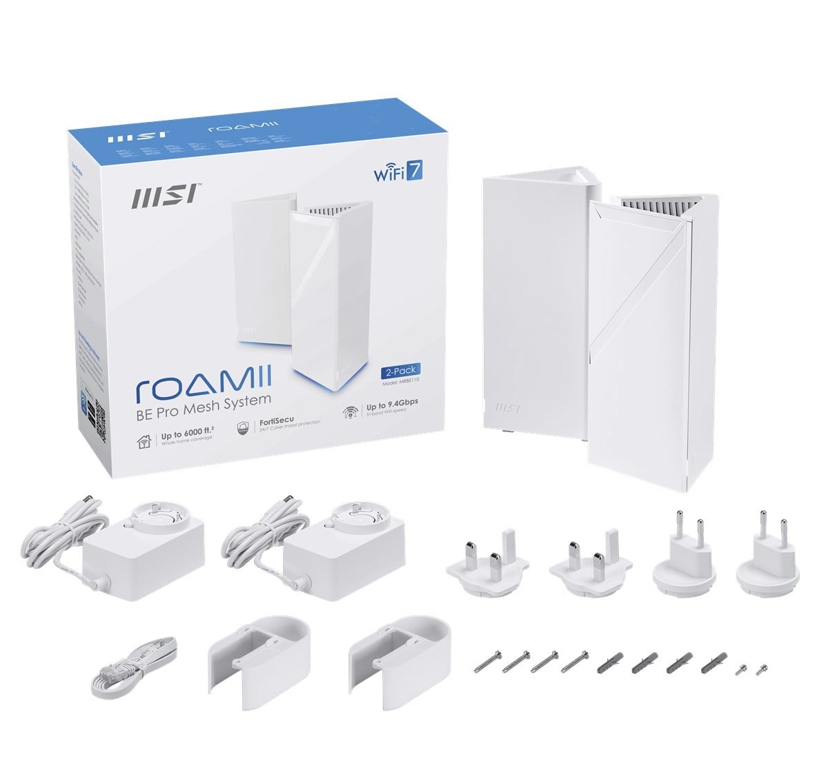 MSI ROAMII BE PRO MRBE110 WIFI7 BE11000 Ev Ofis Router 2'li Paket