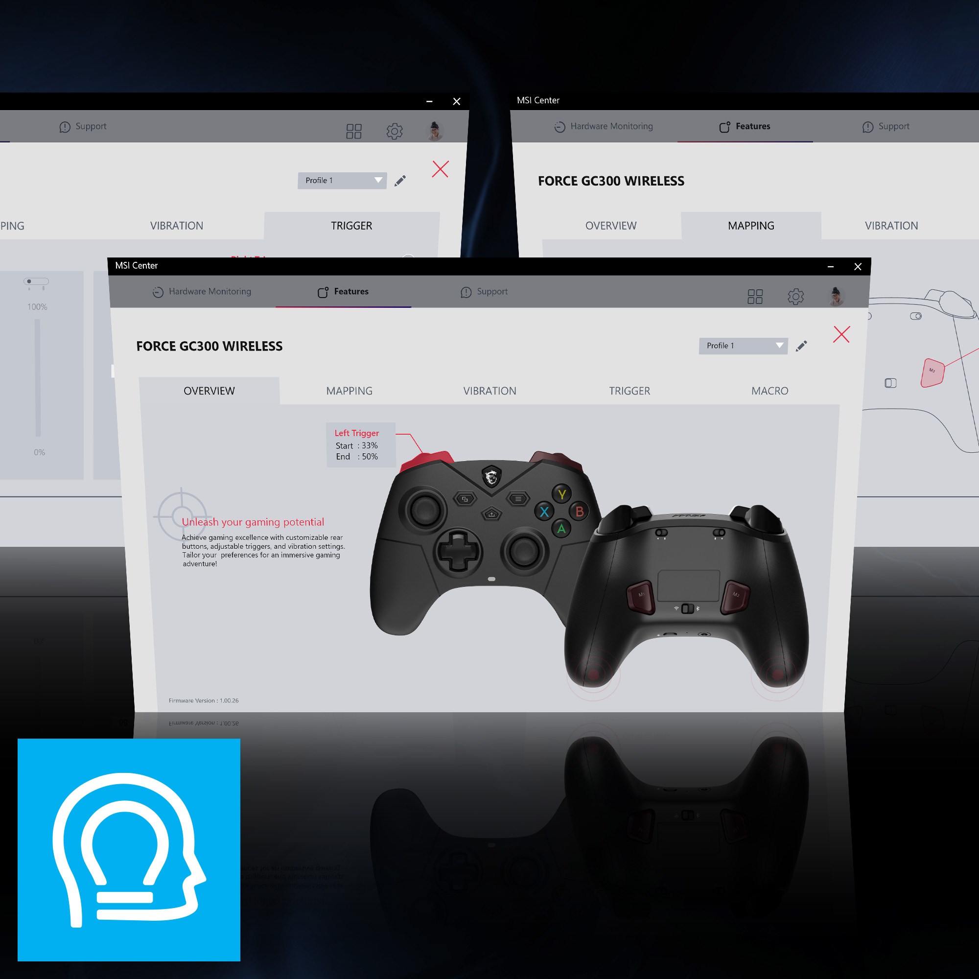 MSI Stok Adı: Msi GG Force GC300 Wireless 2.4GHz Kablosuz Siyah Oyun Kolu (Gamepad)