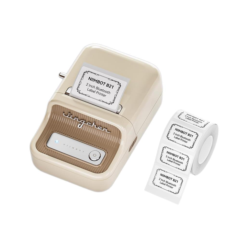 NIIMBOT B21S, Taşınabilir, Mürekkepsiz, Termal Etiket Yazıcı (Bluetooth, Type-C) Krem/Beyaz