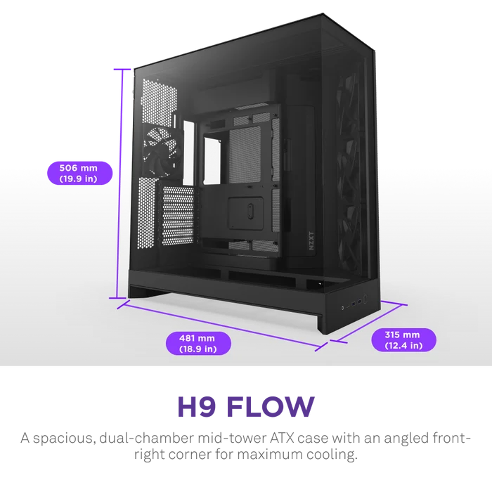 NZXT H9 FLOW CM-H92FB-01 Gaming Mid Tower PC Kasası