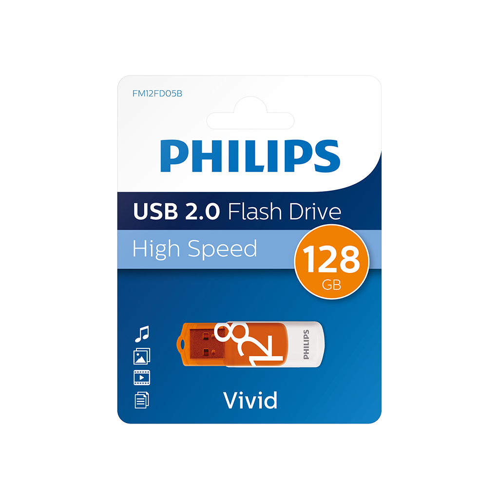 PHILIPS FM12FD05B, 128GB, USB 2.0, Vivid, Turuncu, Flash Disk