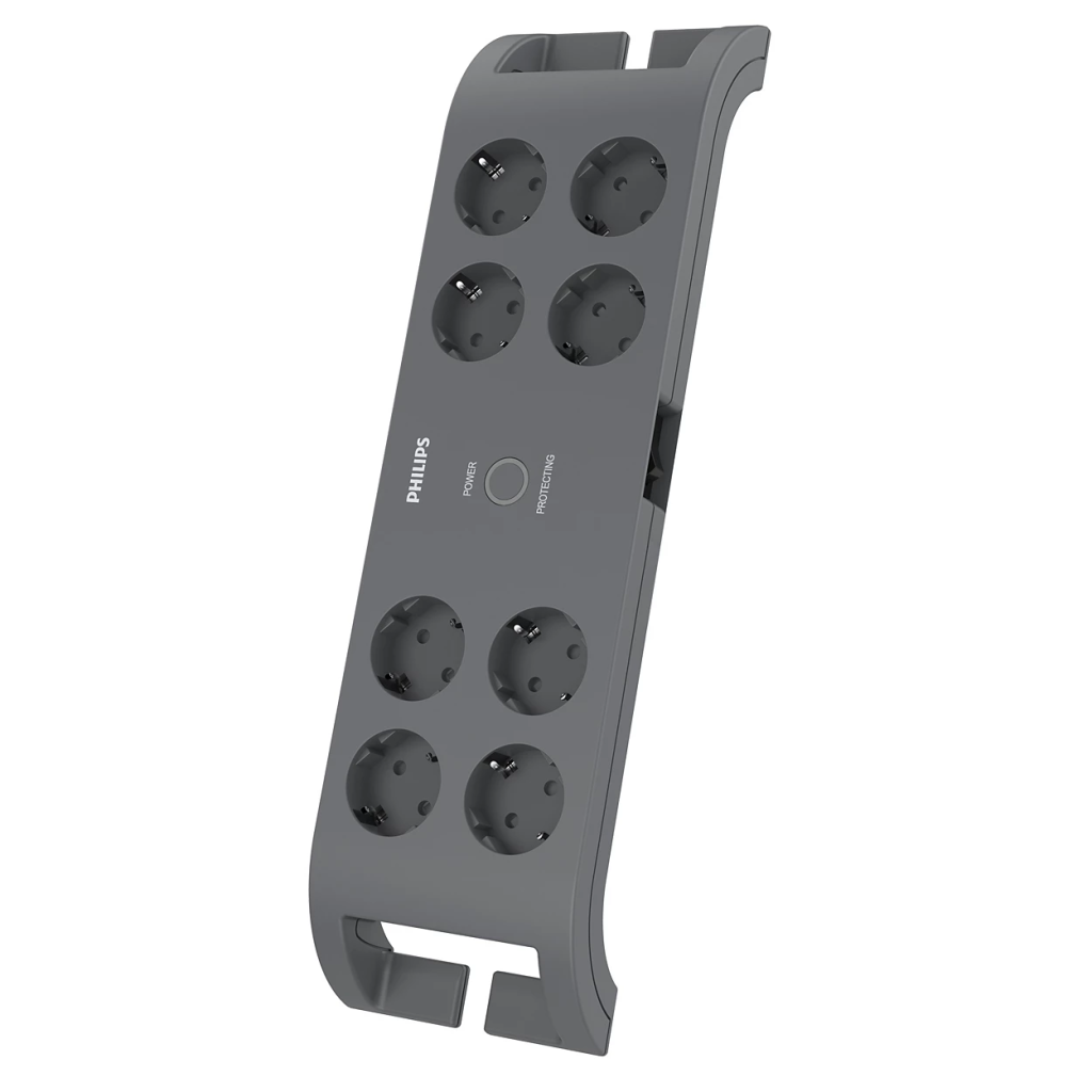 PHILIPS SPN3180A/62, 8 Soket, Akım Korumalı Priz, 2400 Joules, 2Mt Kablo, (Gri)