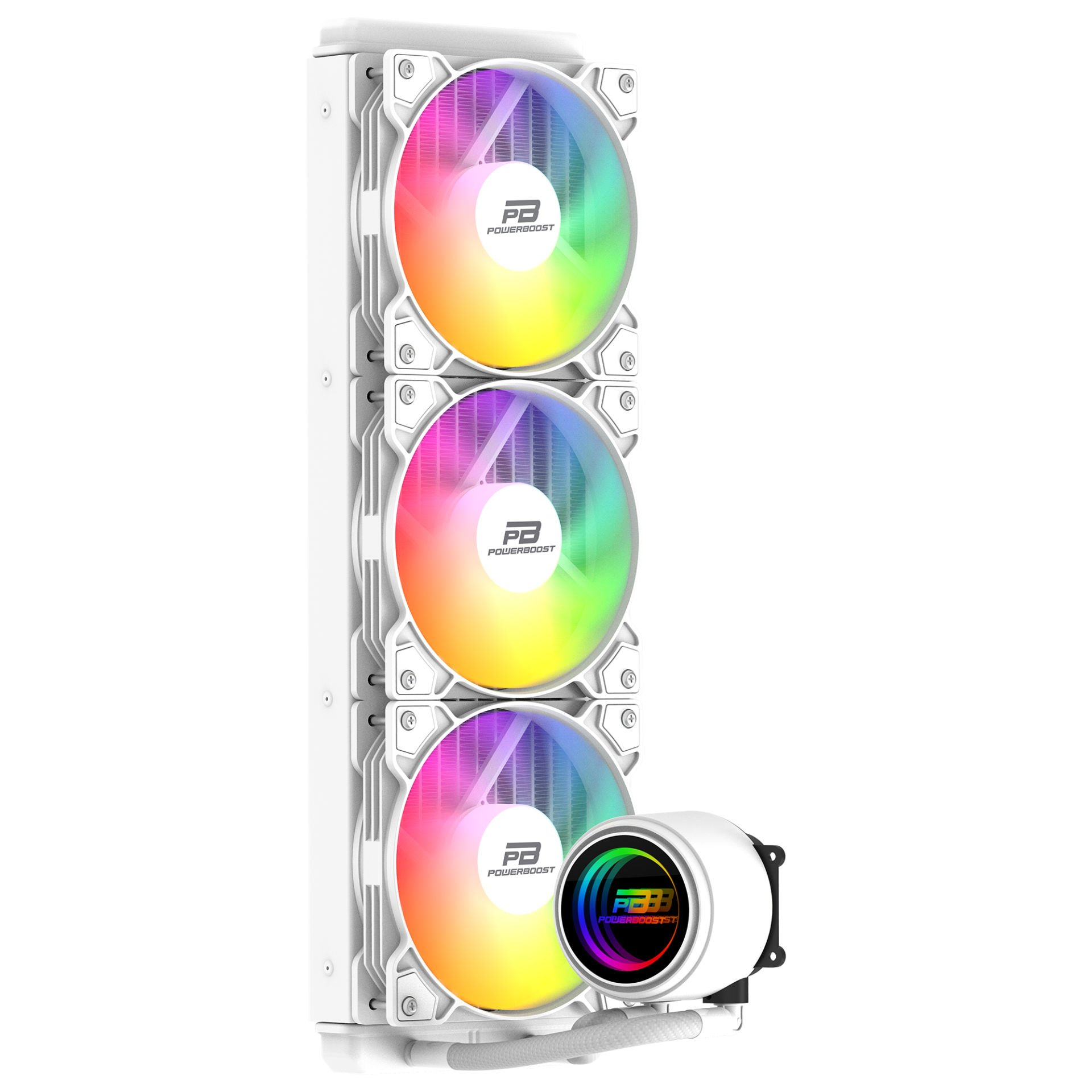POWERBOOST 360MM CIRCLE 360W Rainbow Fanlı AM5-1851p Sıvı Soğutmalı İşlemci Fanı Beyaz