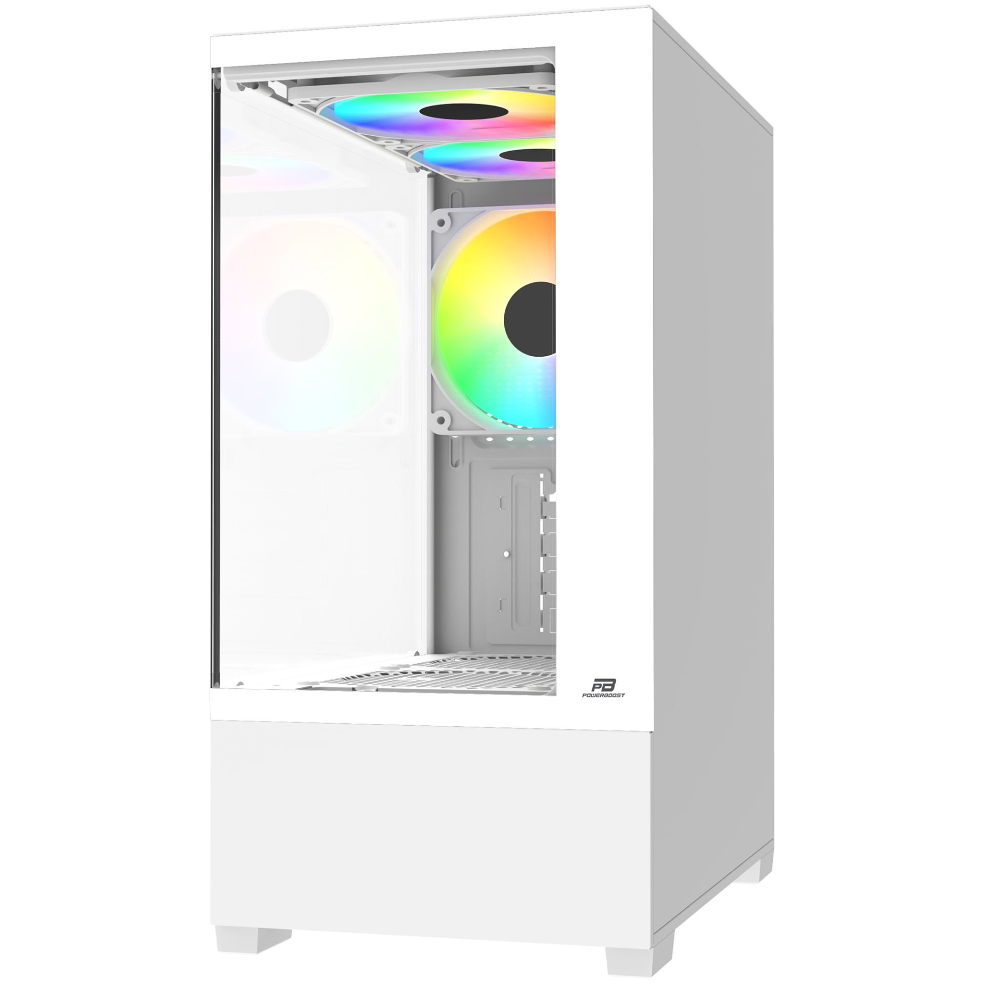 POWERBOOST 500W PB-M5001W 3-Rainbow Fanlı Gaming Micro-Tower PC Kasası Beyaz