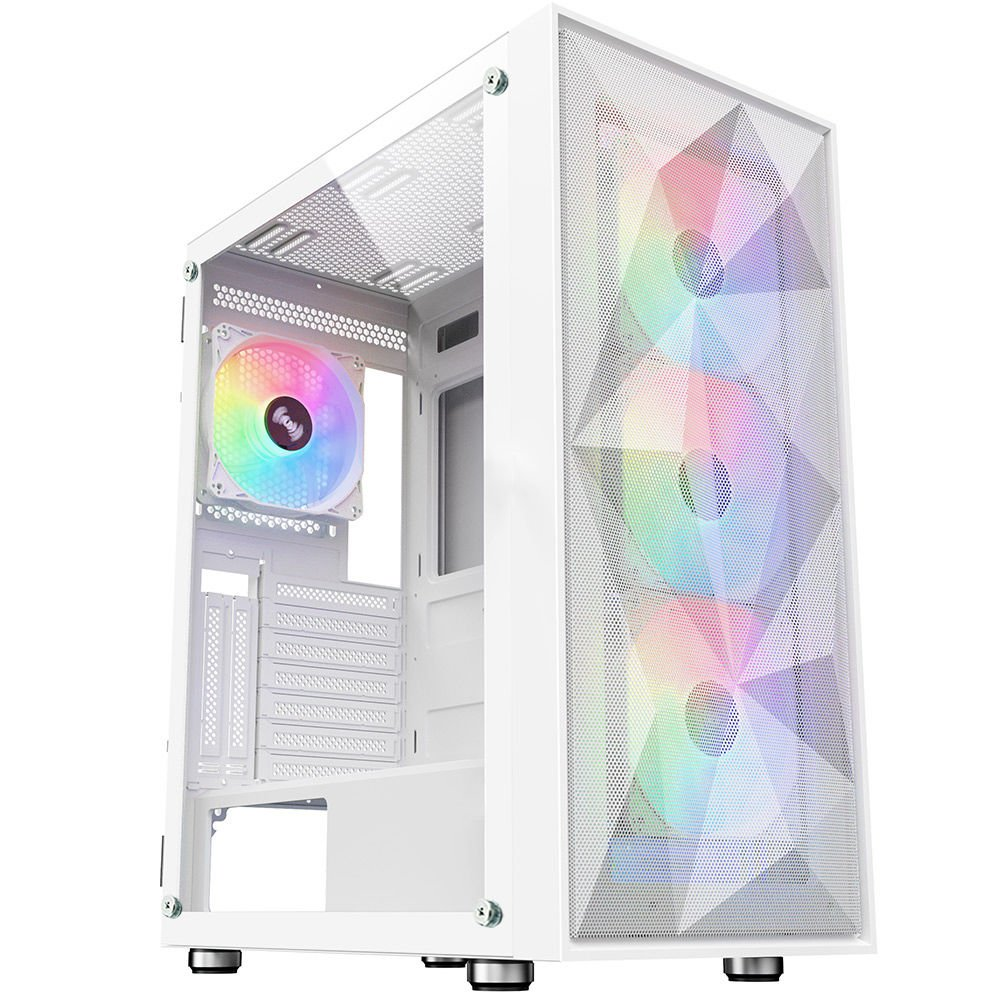 POWERBOOST PB-P3509BW 4-ARGB Fanlı Gaming Mid-Tower PC Kasası Beyaz