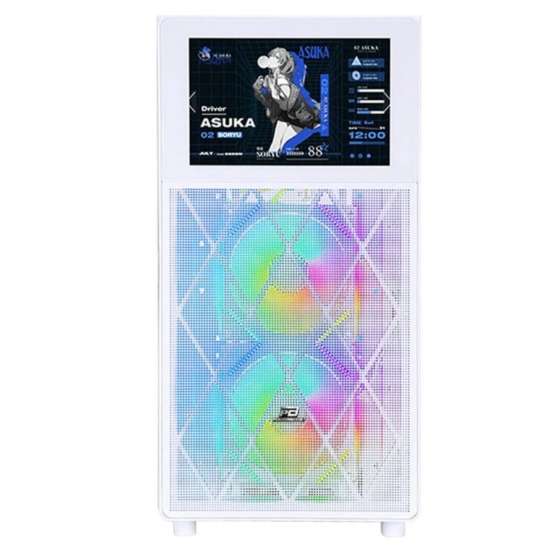 POWERBOOST PB-P4367BW 3-RGB Fanlı LCD Ekranlı Gaming Mid-Tower PC Kasası Beyaz