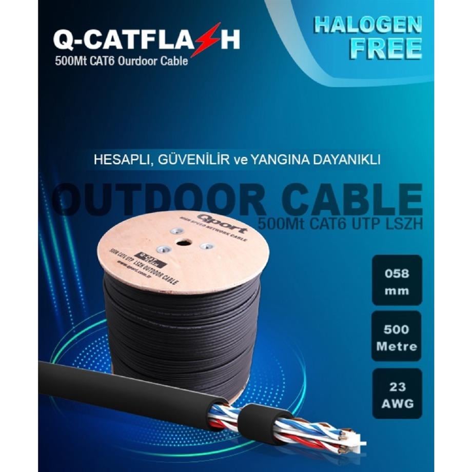 QPORT Q-CATFLASH 500 METRE LSZH CAT6 OUTDOOR KABLO.QportYeni ÜrünlerNNKQPO0004