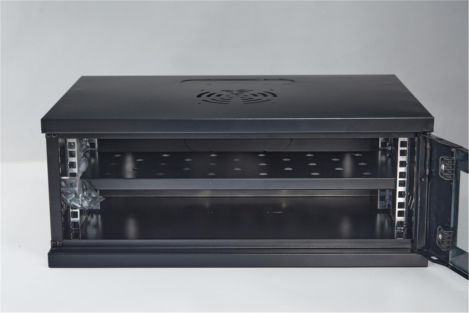 Racksan SE-6407S 7U Duvar Tipi Kabinet (350-530-400) Raf+Fan+Priz