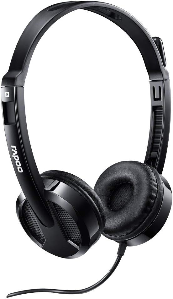 RAPOO H100 Kablolu Kulak Üstü Kulaklık - Mikrofonlu - 3.5mm - Siyah