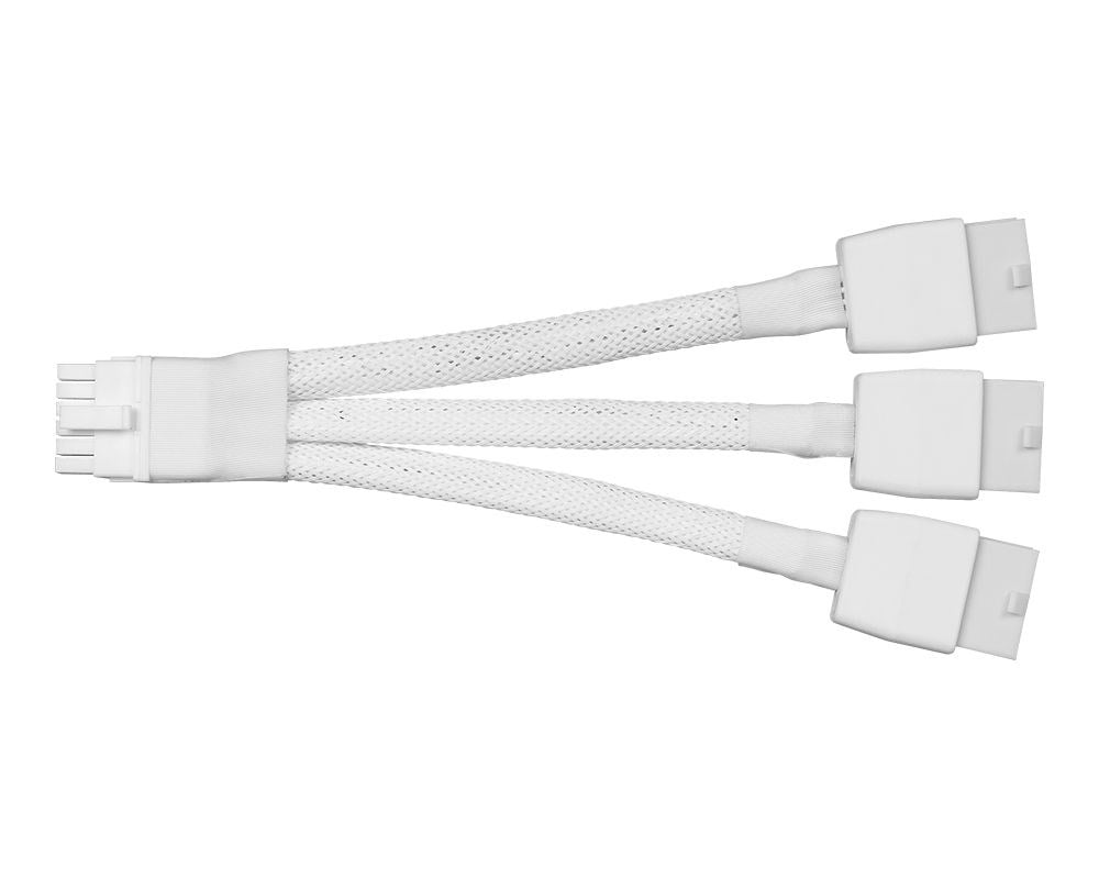 RTX 40/50 Serisi Uyumlu 12VHPWR 16-Pin Erkek - 3x8-Pin Dişi Sleeved GPU Power Kablosu - BeyazBSDKablolar12VHPWR