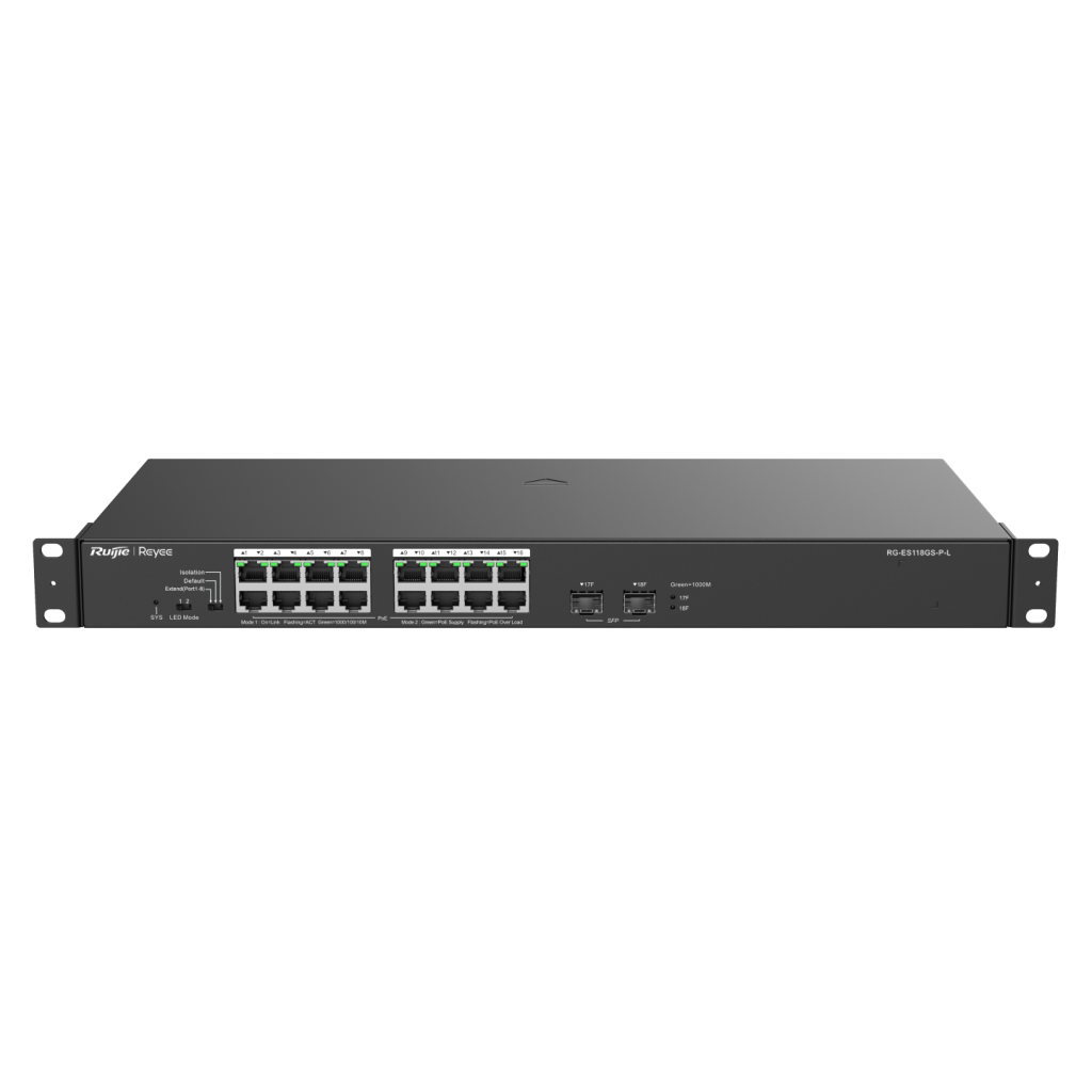 RUIJIE REYEE RG-ES118GS-P-L  18 Port, 16 Port  Gigabit PoE, 247W, 2 Port SFP,  Switch  Metal Kasa