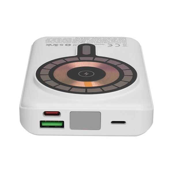 S-LINK M1029 10000mAh Magsafe 15W HSC22.5W+PD20W+QC3.0 Beyaz LCD Taşınabilir Şarj Cihazı Powerbank
