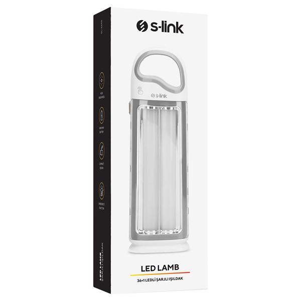 S-link SL-3655 Grey Florasan Tip Ledli 2400mAh 5V/1A 1+36 Ledli Işıldak