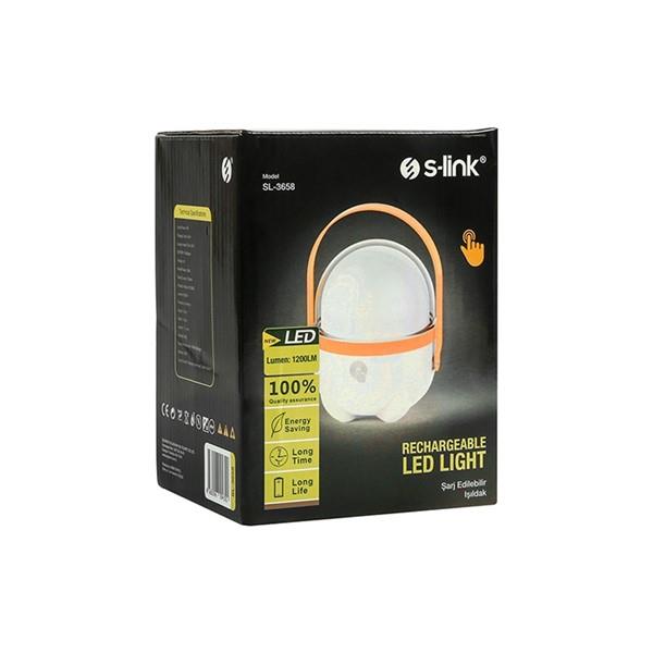 S-link SL-3658 Turuncu Dokunmatik Açma Kapama Ledli 2400mAh 5V/1A 1+30 Ledli Işıldak