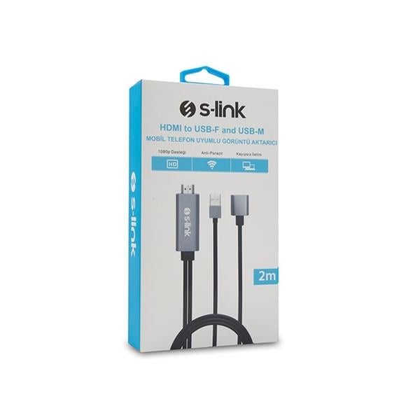 S-link SL-IPH25 HDMI to USB-F 2m Mobil Telefon Uyumlu Görüntü Aktarıcı Kablo