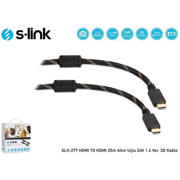 S-link SLX-277 HDMI TO HDMI 25m Altın Uçlu 24K 1.4 Ver. 3D Kablo