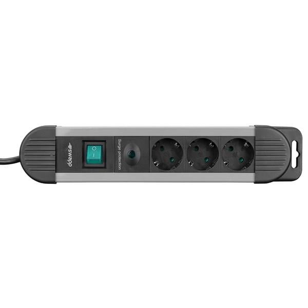 S-LINK Swapp SPGKS03 1.5m 3G1.5mm2 900 Joule 3-lü Akım Kor. Gri Priz Çoklayıcı