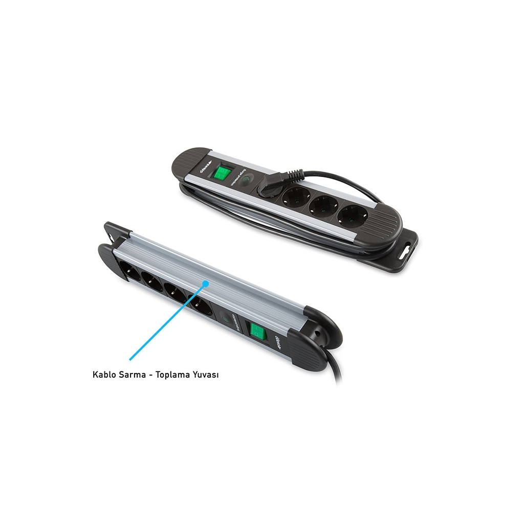 S-LINK Swapp SPGKS03, 3 Soket, Akım Korumalı Priz, 1.5Mt Kablo, 900 Joule (Gri) %100 Bakır