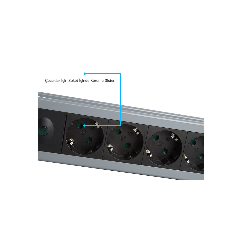 S-LINK Swapp SPGKS05, 5 Soket, Akım Korumalı Priz, 1.5Mt Kablo, 900 Joule (Gri) %100 Bakır