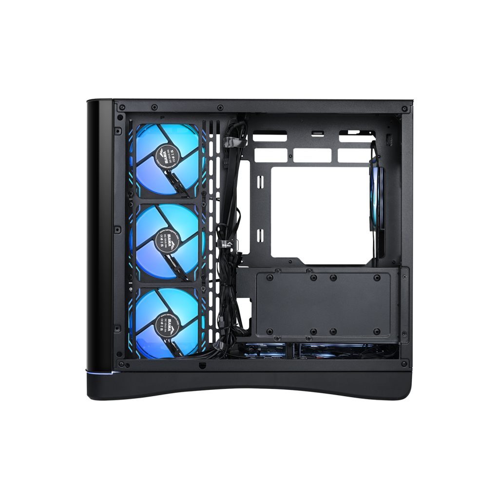 SAMA V62BK Black, B850BK 850W, 80+ Bronze, PCIE 5.1, ATX3.1, Tempered Glass Panel, Panoramic Tasarım, Type-C, 7x120mm ARGB INFINITY Fan, ATX, GAMING KASA
