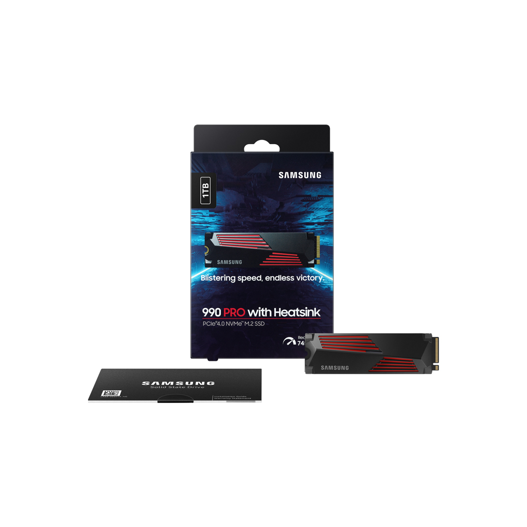 SAMSUNG MZ-V9P1T0CW, 990 PRO, 1TB, 7450/6900, Gen4, NVMe PCIe M.2 2280, SSD (Soğutuculu) (Türkiye Distribütörü Garantili)