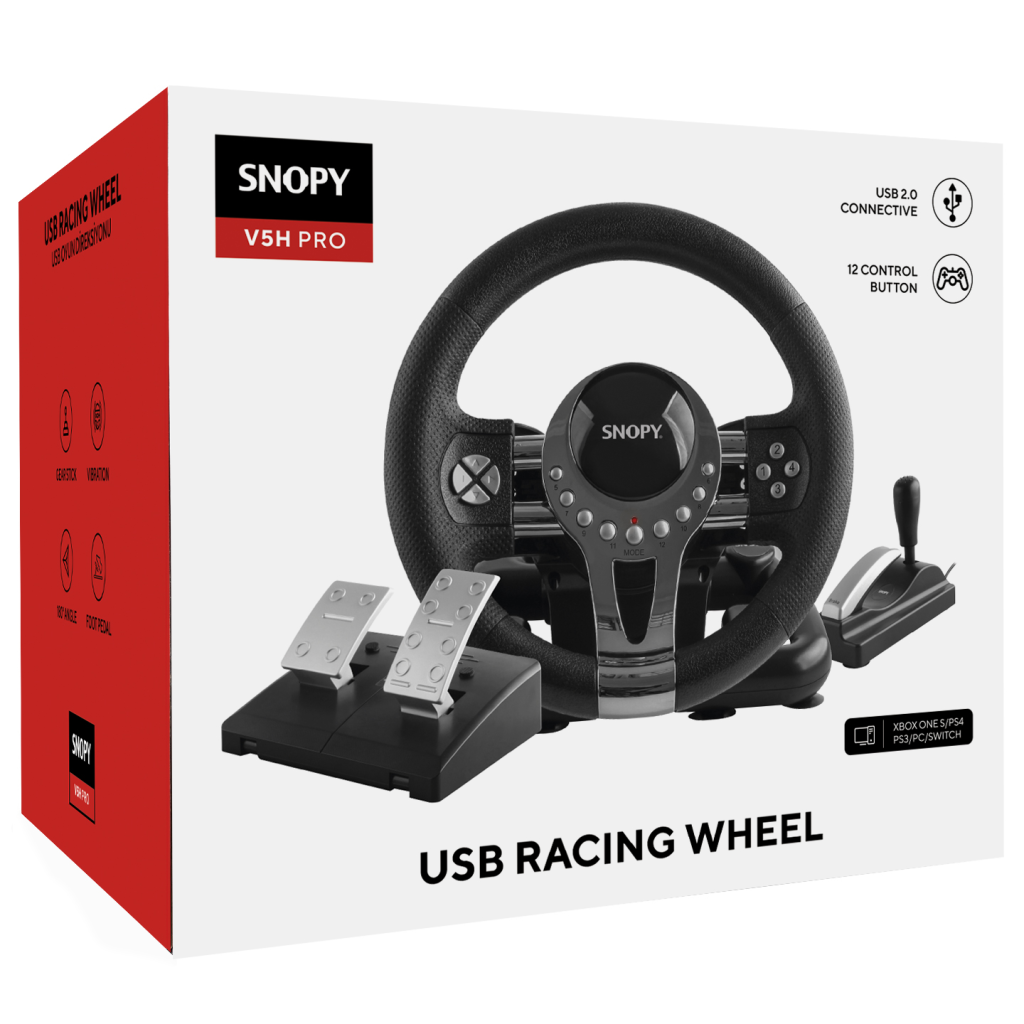 SNOPY V5H PRO, XBOX ONE S/PS4/PS3/PC/SWITCH, Direksiyon, Pedal, Vites, Titreşimli, Metalik Pro, Gaming Oyuncu Direksiyonu