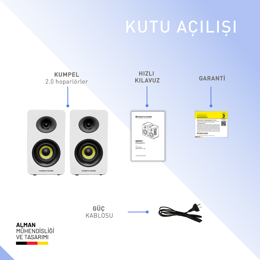 Thonet & Vander KUMPEL 2.0 50W Beyaz Speaker - 2.0 Sistem - 50W RMS
