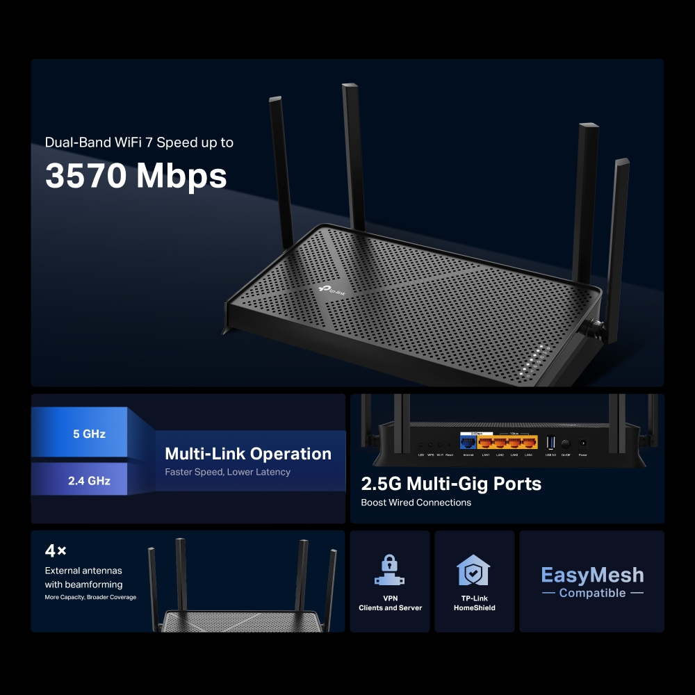 TP-LINK ARCHER BE230 WIFI7 BE3600 Dual Band Router