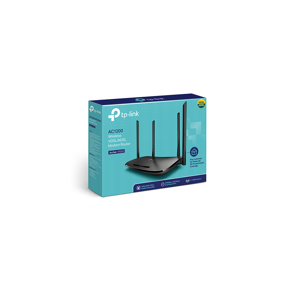 TP-LINK ARCHER VR300 V2, AC1200, 4Port, Dual Band Wifi, 867Mbps, 4xAnten, VDSL,ADSL Modem