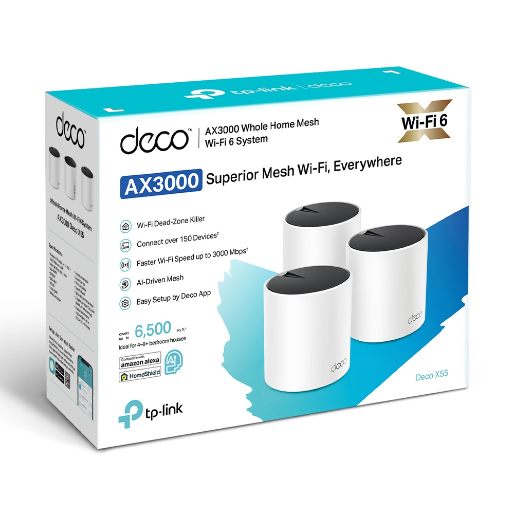 TP-LINK DECO X55-3 Wıfı6 AX3000 Mesh Router 3-lü set