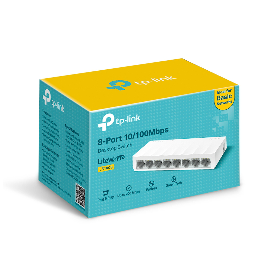 TP-LINK LS1008, Green Tech, 8 Port, MegaBit, Yönetilemez, Masaüstü Switch