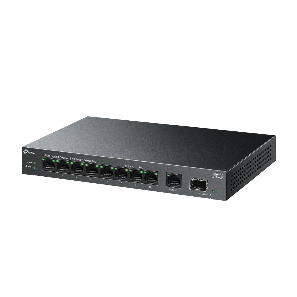 TP-LINK LS1210GP, Green Tech, 10 port Gigabit, 9 Port POE, +1 Port Gigabit SFP, 61W, Yönetilemez Masaüstü Switch
