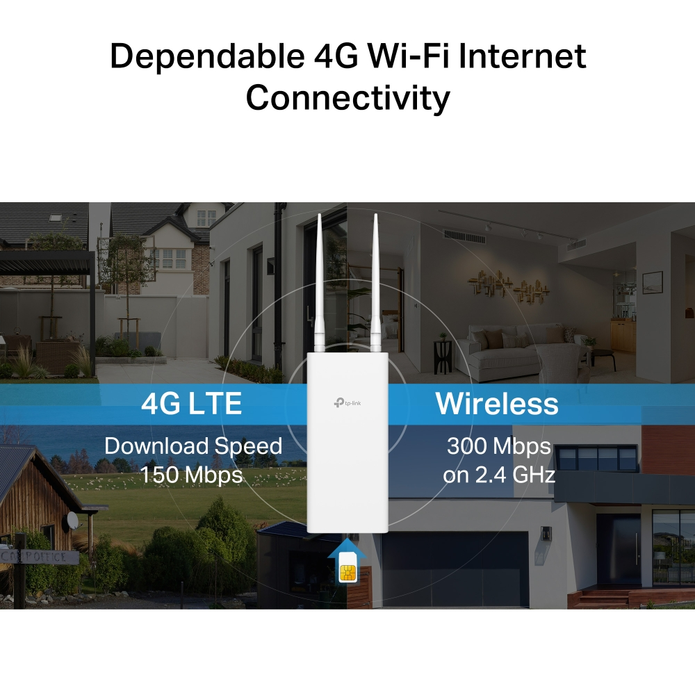 TP-LINK TL-MR100-Outdoor WIFI4 N300 4G LTE Harici Router
