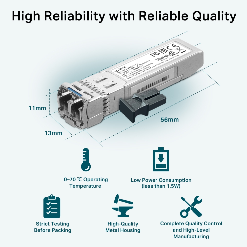 TP-LINK TL-SM5110-LR 10GBase-LR SFP+ Singlemode LC Transceiver Modül