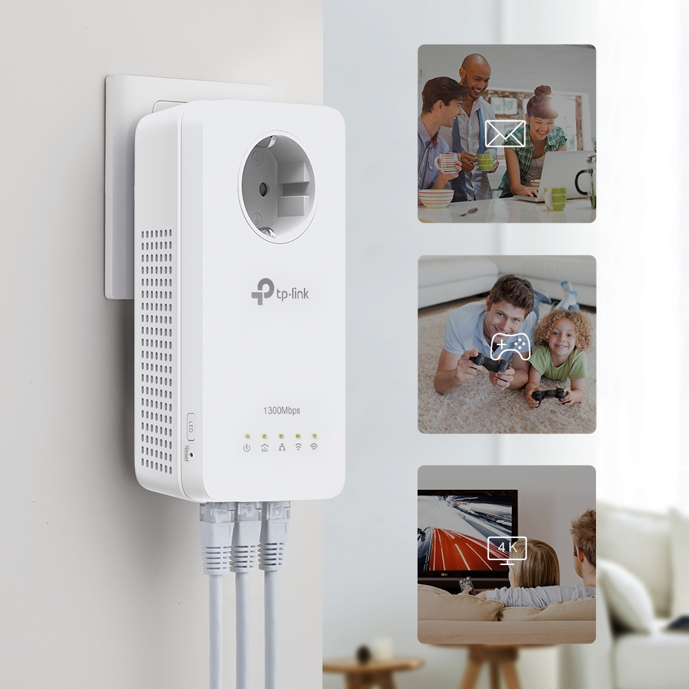 TP-LINK TL-WPA8631P KIT AV1300 Gigabit Passthrough Çift Bant Powerline Wi-Fi Seti (2'li Paket)
