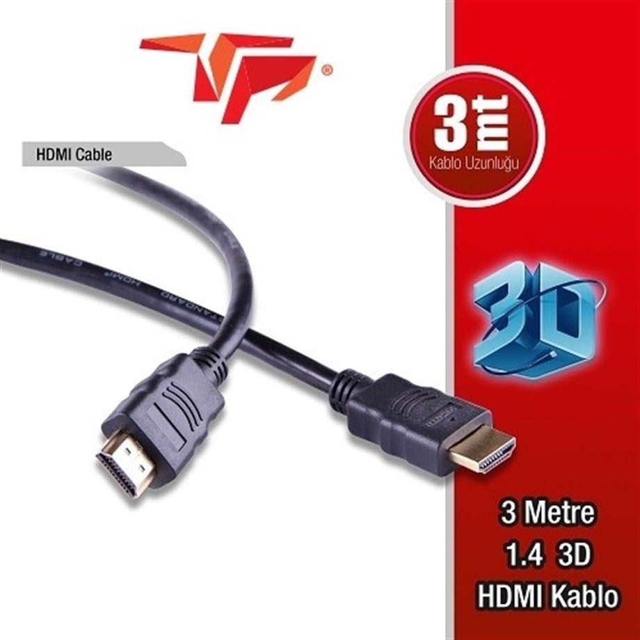 TP TP-HDMI3 3METRE HDMI GÖRÜNTÜ KABLOSU 3D 1.4VBaşodaKablolarB04435