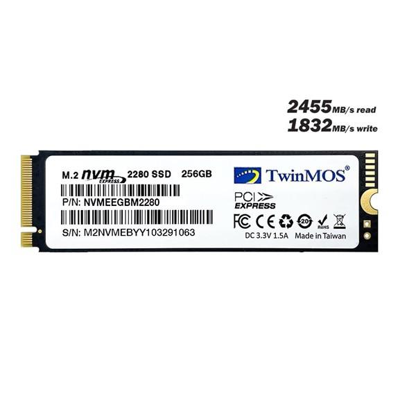 TWINMOS 256GB NVMEEGBM2280 2455- 1832MB/s M2 PCIe NVMe Gen3 Disk