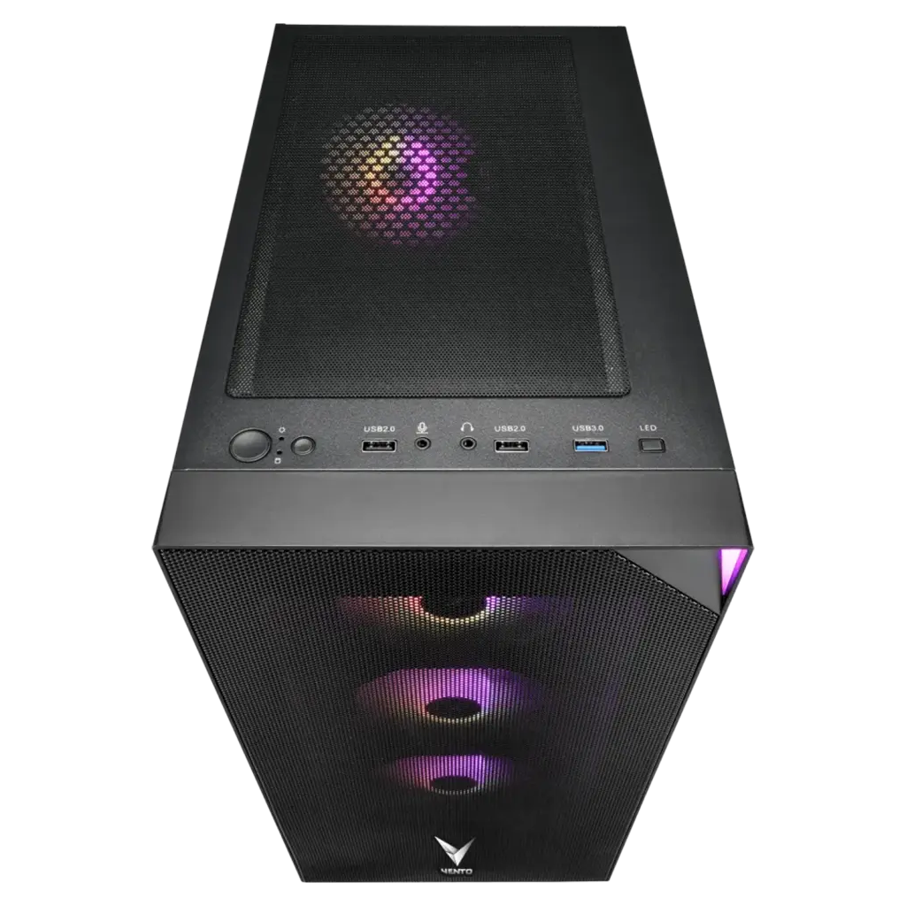 VENTO VG3400S Mid Tower, 650W 80+ Siyah, Temperli Cam, RGB, ATX GAMING KASA