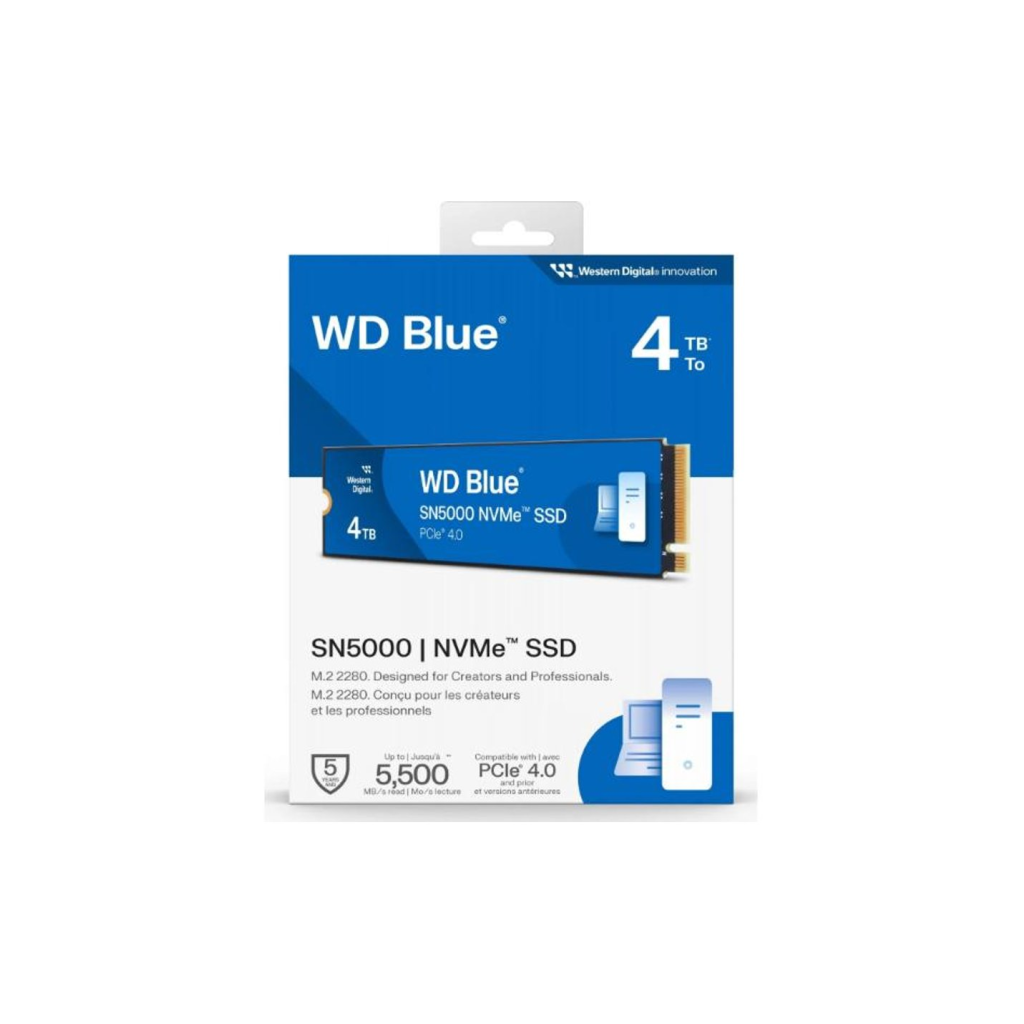 WD Blue SN5000, WDS400T4B0E, 4TB, 5500/5000, Gen4, NVMe PCIe M.2 2280,  SSD