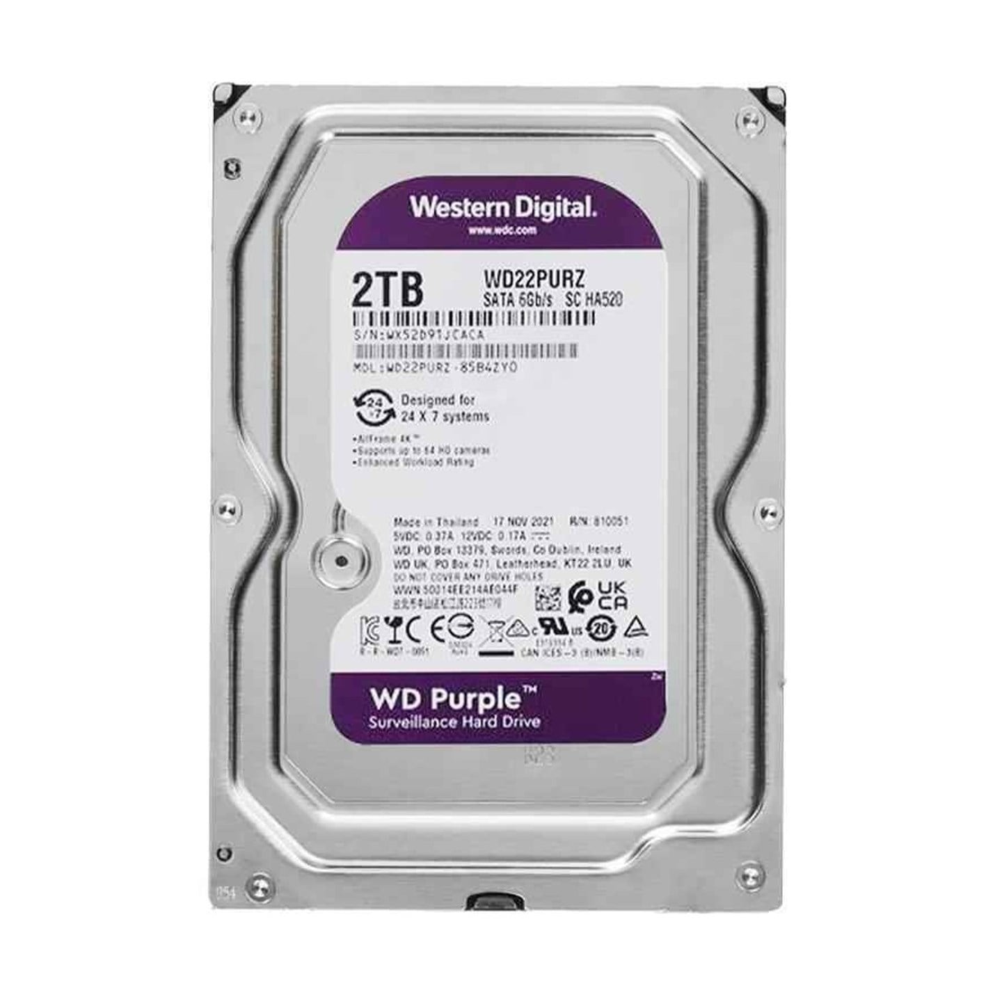 WD PURPLE 2TB 5400RPM 64MB SATA3 WD23PURZ 7/24 HDD RESMİ DİSTİ GARANTİLİ