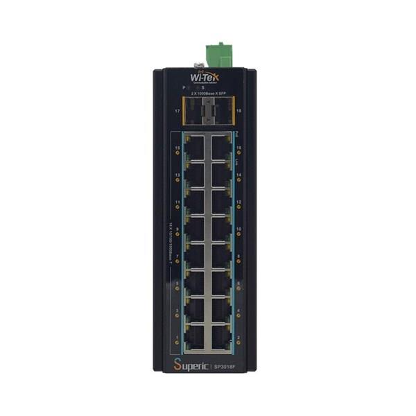 WI-TEK 16port 240w FULL PoE WI-SP3018F 16GE GIGABIT 2X SFP Yönetilemez Endüstriyel Switch