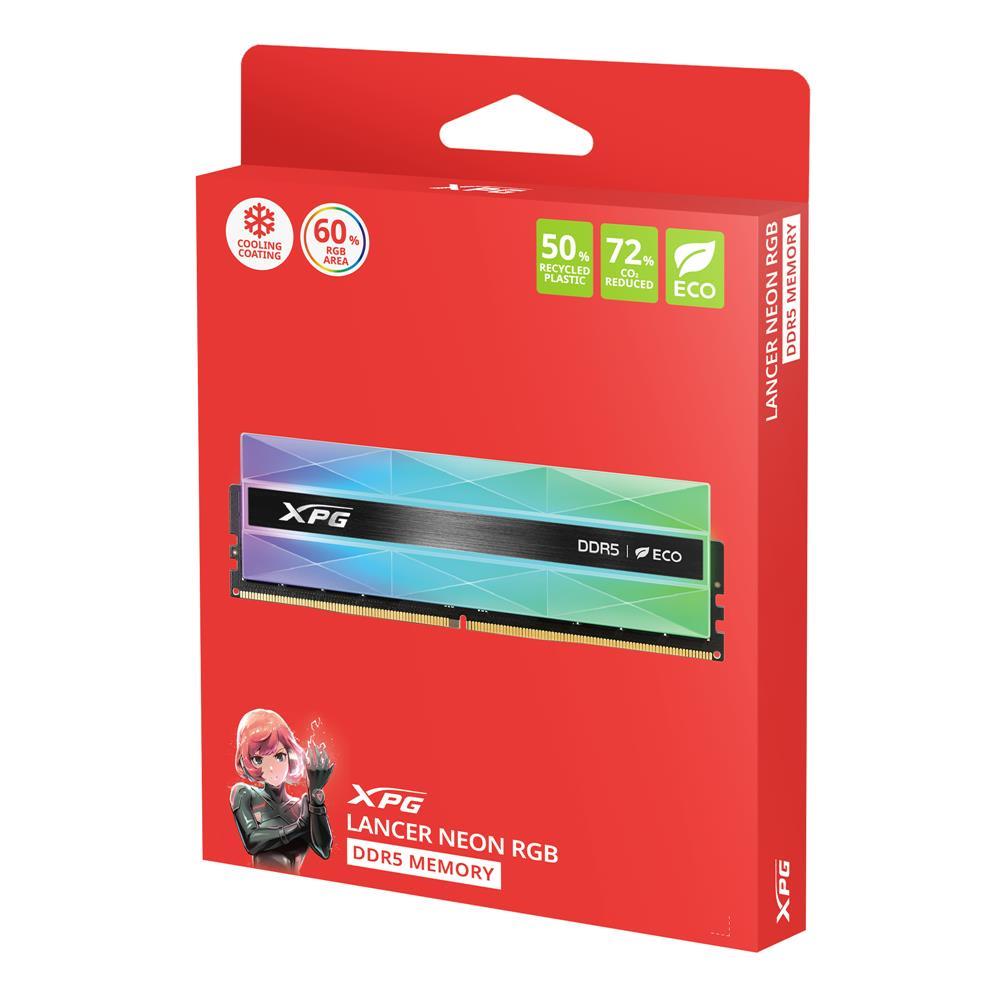 XPG 16GB-2 Lancer Neon RGB DDR5 6400MT-s CL 32-39-39 1.4V Soğutuculu PC Ram