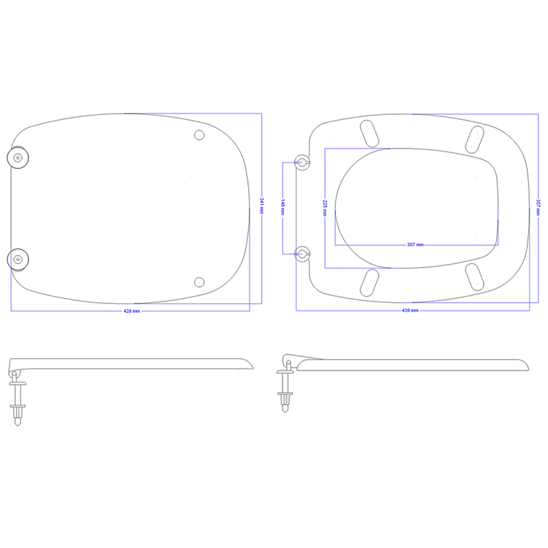 ÖgeÖge Fiesta Klozet Kapağı-Alttan Sıkmalı Metal Menteşeli