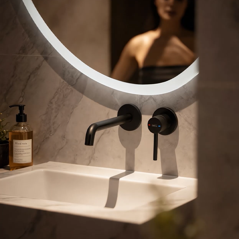 TeskaAtlas Ank. Lavabo Bataryası-Siyah-Pirinç Gövde
