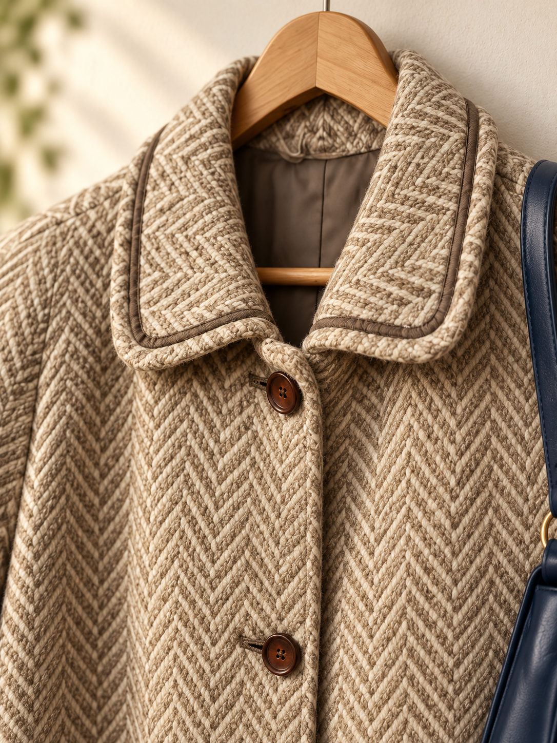 1980s Beige Herringbone Kaban